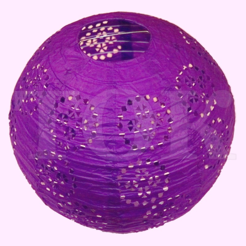 Бумажный фонарик с рисунком фиолетовый 35 см. 0924-4